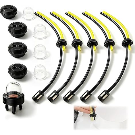 Kit Durite Essence Tondeuse et Débroussailleuse, Tuyau Carburant Flexible avec Filtre Essence et Poire d’Amorçage, Durite Essence Débroussailleuse et Tondeuse pour Carburateur 2 et 4 Temps (1/5)