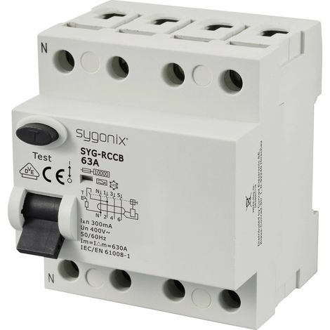 Sygonix SY-6438024 SYG-RCCB 3P+N/A63/10kA/300mA Interrupteur différentiel à courant résiduel A 4 pôl (1/5)