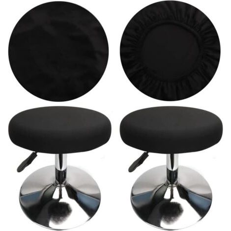 FENOPLASTICA(4 Pièces Noir)Housse Tabouret Rond Housse Tabouret de Bar, Tissu de Luxe, Diamètre 30-40cm, Extensible, Infroissable, Lavable et Anti-Poussière (1/5)