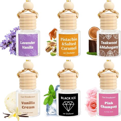 Lot de 6 désodorisants de voiture - Parfum durable dans la voiture - Diffuseur à suspendre - Désodorisant naturel et durable pour l'intérieur de la voiture - Pour hommes et femmes (1/5)