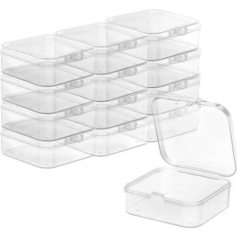Lot de 12 Boîte de rangement, Couvercle à rabat, Plastique transparent PP, Pour pilules bijoux perles (1/5)