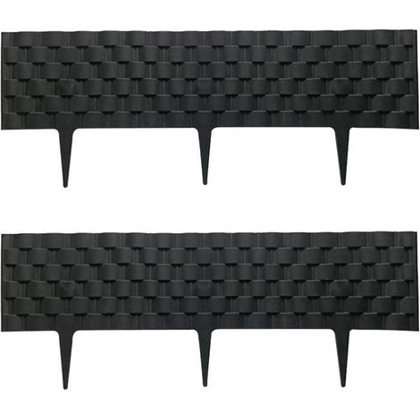 2 Gartenbegrenzungsstücke, Gartenkante, Rasen- und Beetumrandung, schwarzes Rattan-Design - 23,6 x 8,3 Zoll