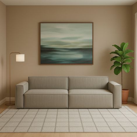 Dmora - Canapé fixe Dmelucc, Canapé modulable linéaire 3 places, 100% Made in Italy, Canapé de salon moderne en tissu, Cm 260x95h70, Tourterelle (1/5)