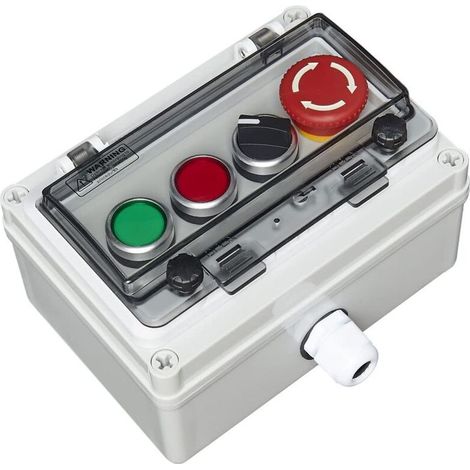 IP67-Drucktasterkasten mit Drucktaster, Not-Aus-Drucktaster, Rot/Grün-Taster, Direktwahltaste, Drehschalter mit Schutzabdeckung (1/5)