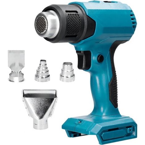 Appareil de chauffage à air chaud portatif sans fil, rechargeable au lithium, avec 4 buses et batterie Makita 18 V Température réglable Compatible avec les batteries au lithium Makita (1/3)