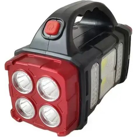 1 wiederaufladbare LED-Taschenlampe (Solarpanel und USB), 1500-mAh-Nickel-Akku, COB-Arbeitsleuchte, 4 Modi