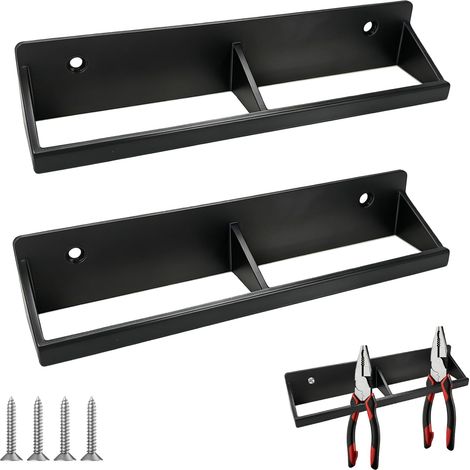 2 Pièces Porte Outils Mural, Support Outils Mural pour Garage, Support Murales Pinces, Rangement Outil Murale pour Marteau Pinces et Grandes Clés, Noir (1/5)