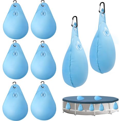 Set mit 8 Poolabdeckungsgewichten inklusive Haken, wasserdichten Aufhängesäcken für Poolabdeckungen, dicken PVC-Wassersäcken für Pools, Frostschutzgewichten für Winterpoolabdeckungen