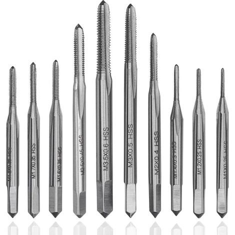Set mit 10 Mini-HSS-Gewindebohrern (metrisch) für Mikrogewindeschneiden, präzises Gewindeschneiden für Heimwerker und Reparaturen (1/5)
