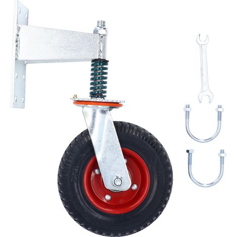 Eosnow Roulette de portail 8 pouces, capacité de charge de 600 lb, acier à haute teneur en carbone et caoutchouc, rouge (1/5)