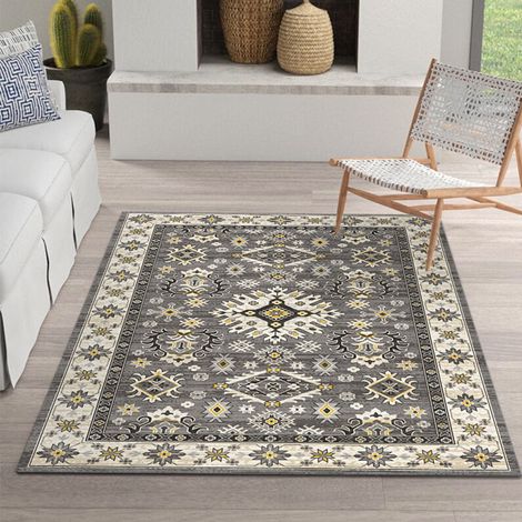 Tapis lavable pour salon 60 x 90 cm, tapis vintage à poils courts, grand tapis doux pour chambre à coucher, tapis antidérapant (1/4)