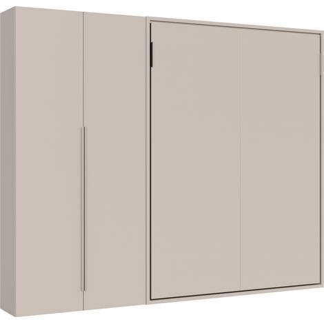 Lit double escamotable vertical Versia 160 avec armoire gauche Argilla 2 portes