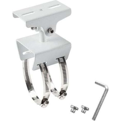 Support métallique externe pour fixation de poteau de caméra de surveillance, montage sur bras transversal CCTV, blanc, avec 2 anneaux en acier de 20 cm (1/4)