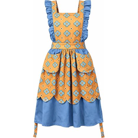 Tablier de cuisine rétro pour femme avec poches, joli tablier à volants pour la cuisine et la pâtisserie, modèle couvrant à motifs (1/5)