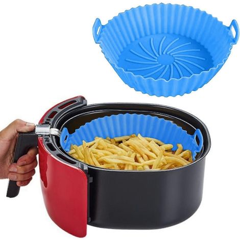 Marmite en silicone pour friteuse à air chaud, plaque de cuisson en silicone pour friteuse à air chaud, plateau rond pour friteuse à air chaud 20 x 16 x 7,82 cm (1/5)