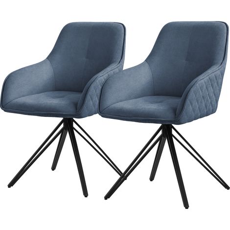 ML-Design Set 2x Sedie da Sala da Pranzo Girevole a 360° in Tessuto di Tessitura Blu Sedie da Soggiorno con Braccioli e Schienale Poltrone da Cucina Imbottite Poltroncine con Gambe in Metallo (1/5)