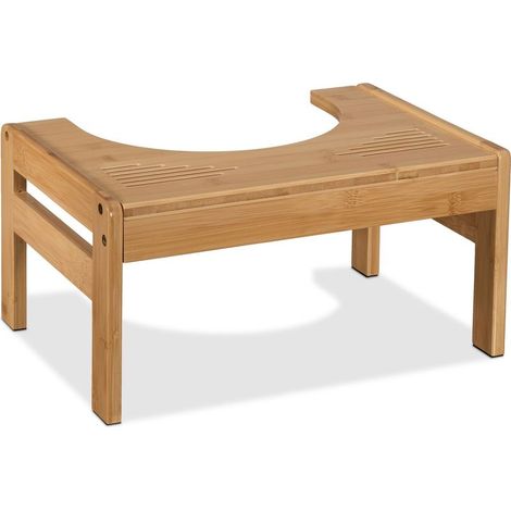 Tabouret de salle de bain, en bambou, défécation optimale, H x L x P : 21 x 42 x 30 cm, nature (1/5)