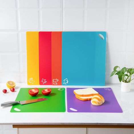 6 pcs Planches à Découper Plastiques Code Couleur - Grande Planche à Découper Plastique - Set Planche à Découper (1/5)