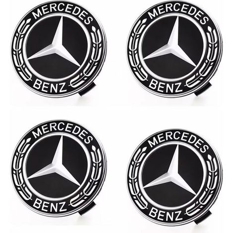 Cache Moyeux Compatible with Mercedes Benz 75mm Cache de Roue Centrale ABS Accessoires de Voiture—(4 pièces) (1/5)