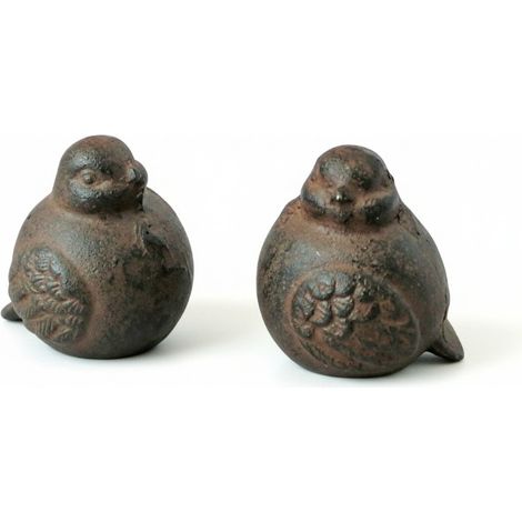 Ensemble 2 oiseaux en fonte 6x6x7cm (1/4)