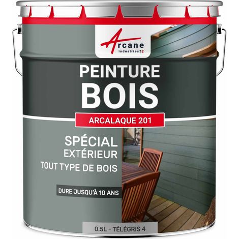 Arcane Industries – Peinture bois extérieur 0.5 L – Aspect satiné semi-brillant – Haute protection UV et intempéries – Application directe sans primaire
