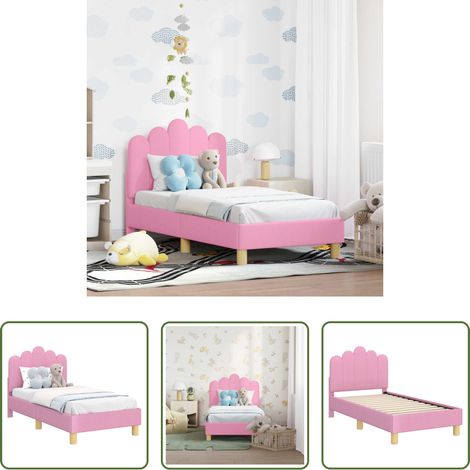 vidaXL Rosa Kinderbett - Kinderbettgestell mit Kopfteil Rosa 70 x 140 cm Stoff (1/5)