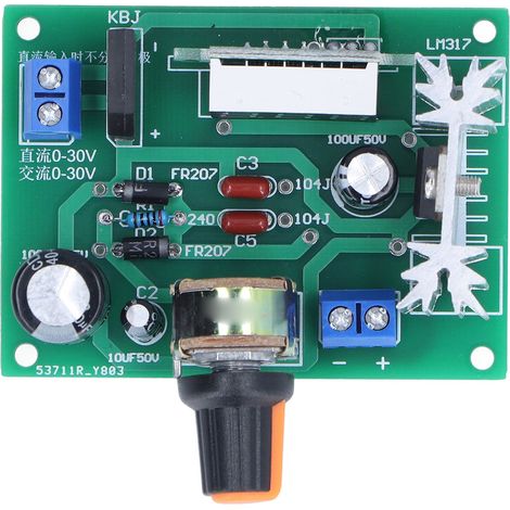 Régulateur de tension variable 0‑30V à 1.25V‑28V, module d'alimentation stabilisée pour circuits électroniques DIY. (1/5)