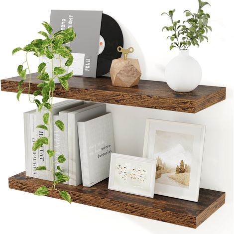 Lot de 2 Étagère Flottante, 60 cm Longueur, 23,5 cm Profondeur, Bois MDF, Pour Salon Cuisine Bureau (1/4)