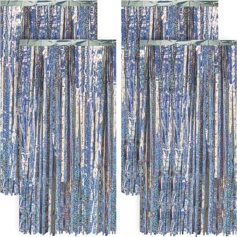 Lot de 4 Rideau Paillette,1x2m Aluminium,Réutilisable,Facile à Installer,Décoration Fête