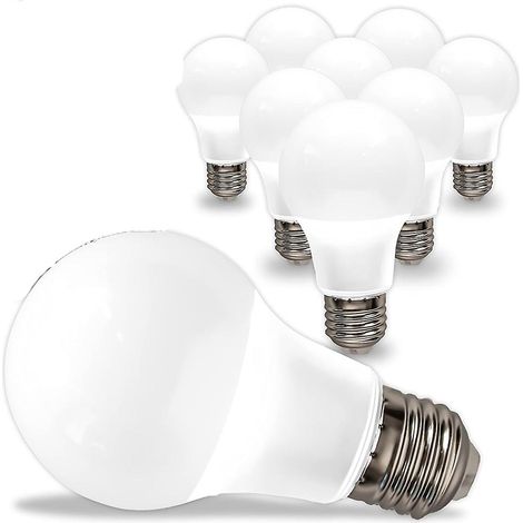 Lot de 10 ampoules LED blanc chaud culot E27 9 W (équivalent 60 W) A60 - 806 lumens - 3000 K blanc chaud - Angle d'ouverture du faisceau lumineux : 200° - Efficacité et économies d'énergie maximales (1/5)