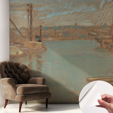 Selbstklebend Tapete modern - Wanddeko für Küche - Klebefolie Wand - luxus Look Hafenansichten 250x250 cm (1/5)