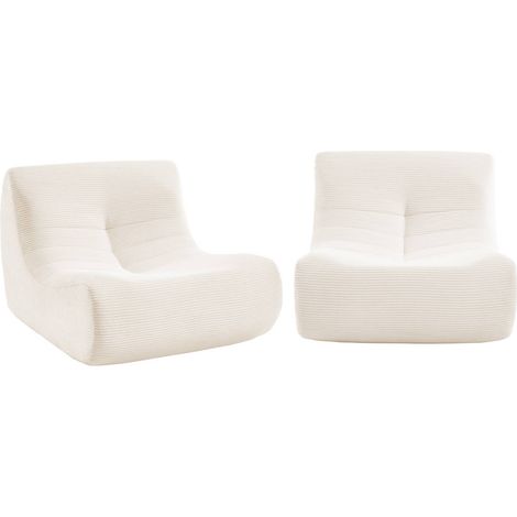 sweeek - 2er-Set modulare Sessel ohne Armlehne mit Cordbezug, Cord, Creme