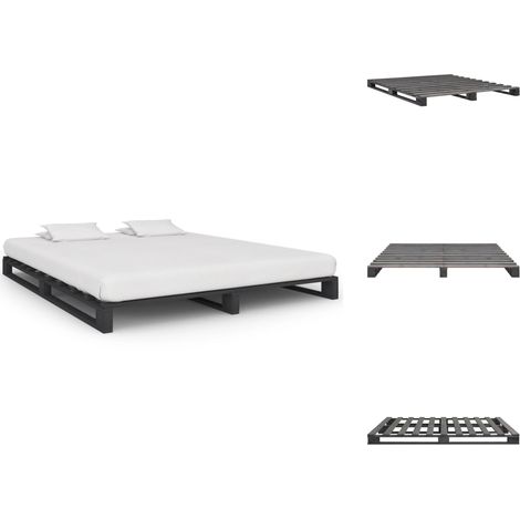 Betten & Bettgestelle - Living Palettenbett Grau Massivholz Kiefer 180×200 cm (1/5)