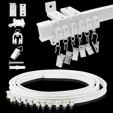 Rideau à rails de plafond flexible, système de tringle incurvée, ensemble complet pour suspension de voilages (1/5)