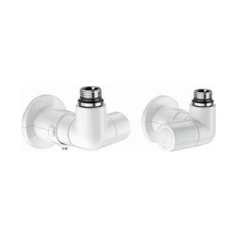 VALVOLA TERMOSTATIZZABILE + DETENTORE DOPPIA SQUADRA BIANCO VERSIONE D Misura: 1/2" 23 p. 1,5 Bianco