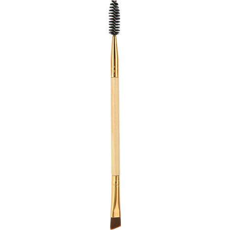 Pinceau sourcil double embout, brosse cils et poils inclinés, outil maquillage bois couleur naturelle, pinceau cosmétique angled. (1/5)