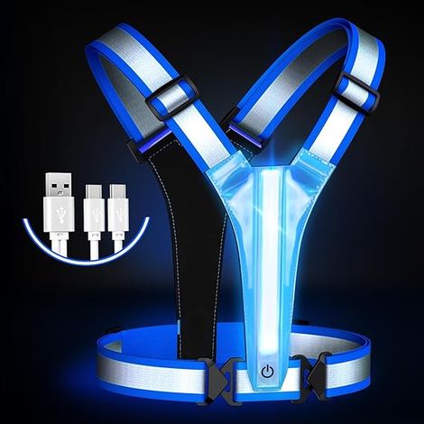 Gilet de sécurité à LED, gilet de sécurité réfléchissant, ensemble de LED pour une utilisation jour et nuit à moto, vélo, voiture, course à pied, jogging, gilet de sécurité réfléchissant haute visibil (1/5)