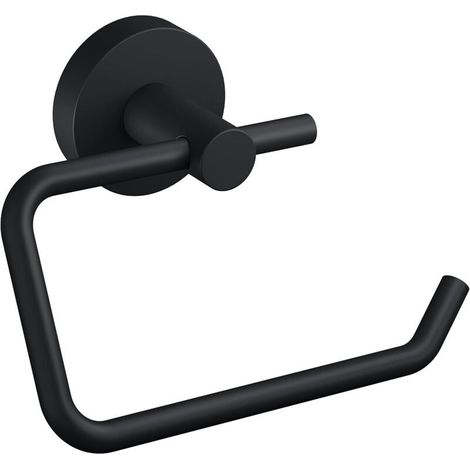 Porte Rouleau Papier Toilette, Noir Mat - Dérouleur Sans Couvercle pour Salles de Bains Modernes et de Style Industriel - Sans Perçage - 99 mm x 140 mm x 53 mm (1/5)