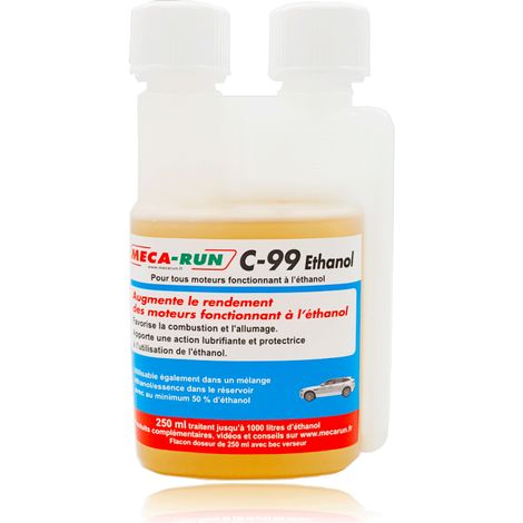 Additif pour boîtier éthanol E85 – 250ml – Traite et dépollue le carburant – Pour véhicules équipés d'un boîtier éthanol – Mecarun