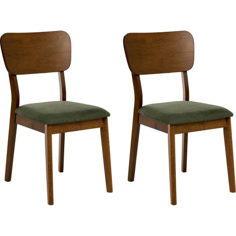 Set of 2 Dining Chairs MINIER Wood Green/ Dark Brown (1/5)