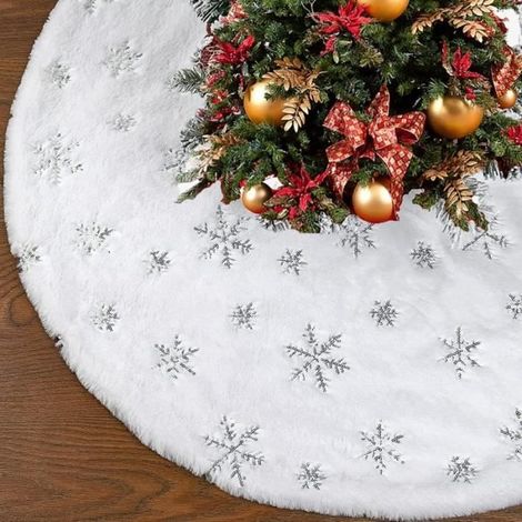 Jupe pour sapin de Noël, 122 cm Ronde Tapis Sapin Noël, Peluche Arbre De Noel Decoration,Décorations de Nouvel an Fete a la Maison (1/4)