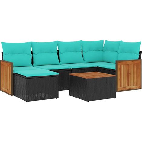 Maison Exclusive - Set Divani da Giardino 7 pz con Cuscini Nero in Polyrattan (1/5)