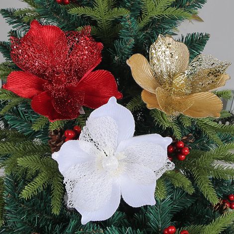 Fleur Artificielle - 26 cm - Décoration Festive Noël Maison Fête - Rouge - 1 Pièce (1/5)
