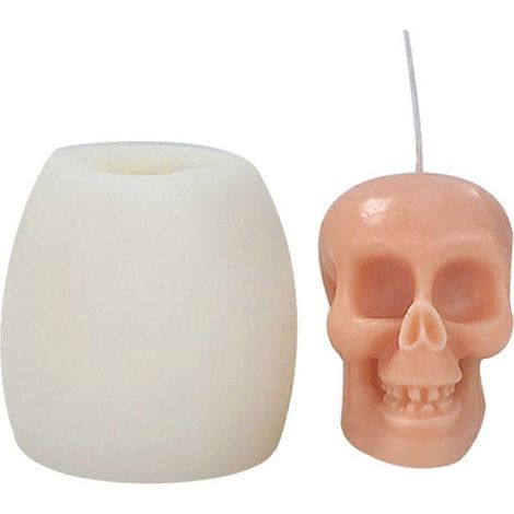 Moules à bougies en forme de crâne 3D, outils de décoration pour fondant, moules en silicone pour Halloween (1/4)