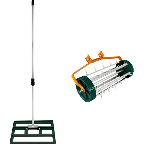 Rasenrakel 50cm und rollender Rasenlüfter Grün 1.9m