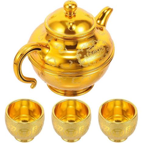 Set buddhistischer Ritualbecher für Wasser- und Weinopfergaben, mit Behälter für Opfergaben. (1/5)