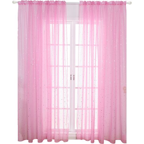 Voilage Étoilé 100x200 cm en Polyester pour Salon - Rideau Transparent à Pois Étoiles Léger pour Chambre, Bureau, Hôtel (1/5)