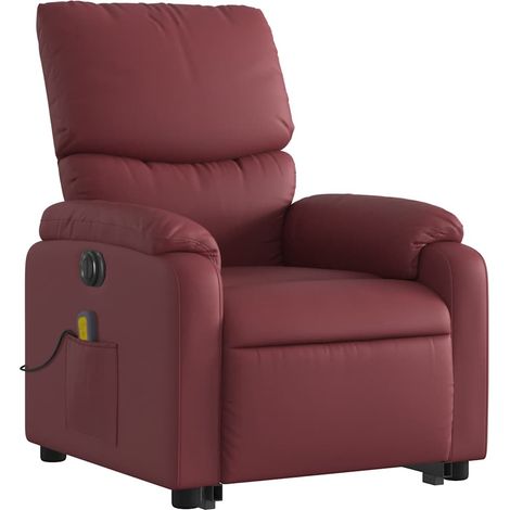 Sillón de relajación con función masaje y sillón reclinable en PVC rojo burdeos DEC027836 (1/5)
