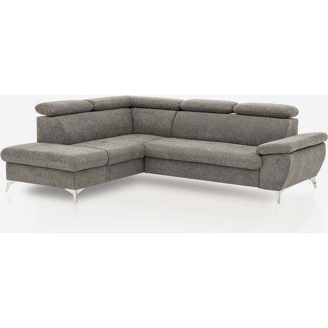 Divano letto 3 posti moderno angolare penisola contenitore sinistra Vera - Grigio (1/5)