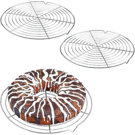Grille de refroidissement ronde en acier inoxydable pour gâteaux - Lot de 2 (argent) pour le marché européen (1/3)